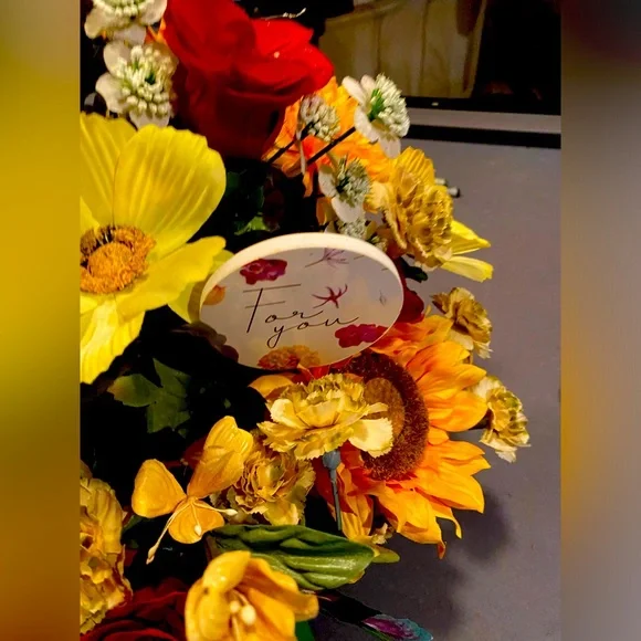 VINTAGE ‘FOR YOU’ ARTIFICIAL FLORAR ARRANGEMENT